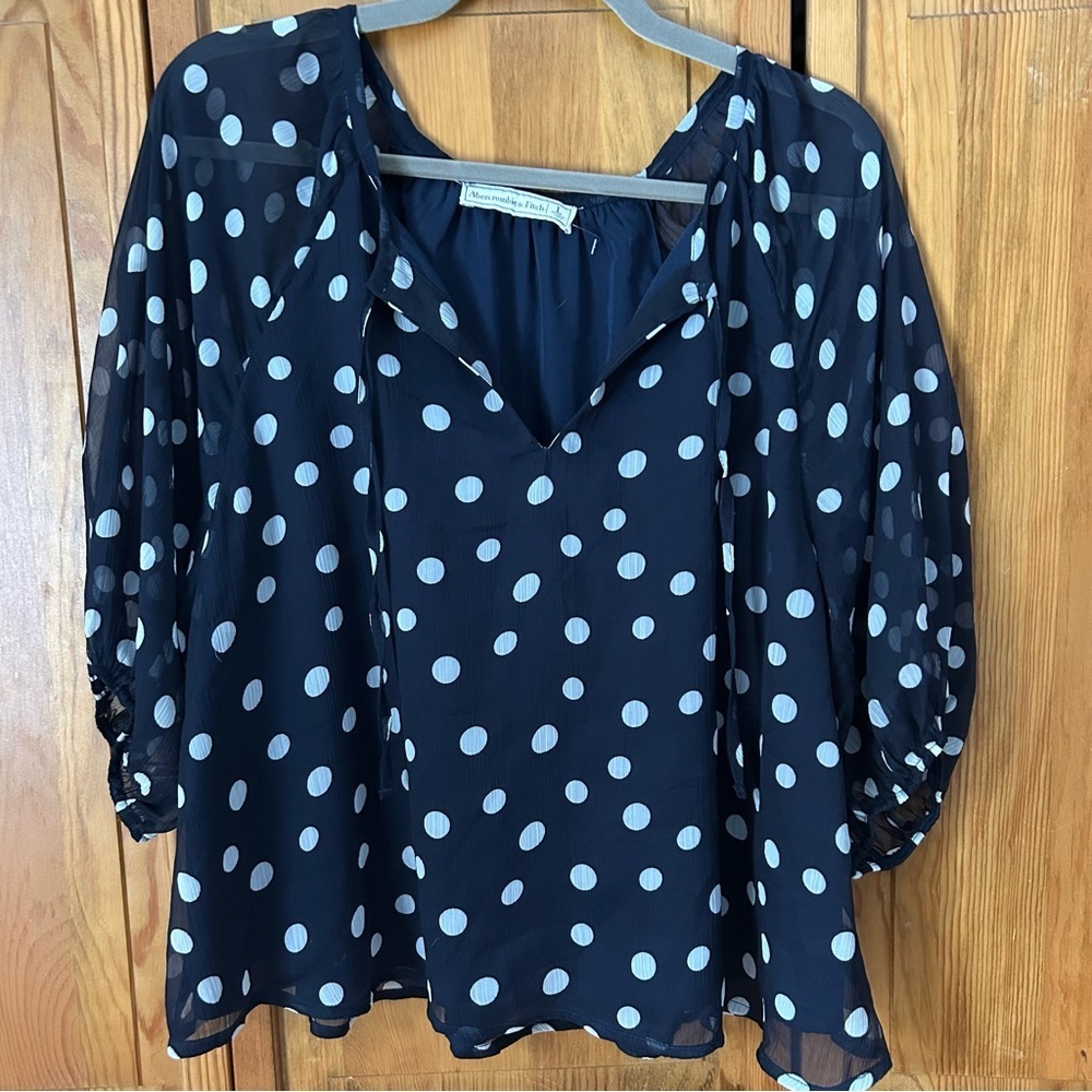 Abercrombie & Fitch Navy Polka Dot Blouse